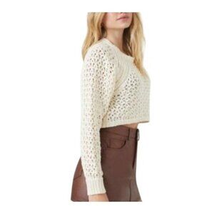 NEW‎ Cream Loose Knit Long Sleeve Open Back Sweater Size M